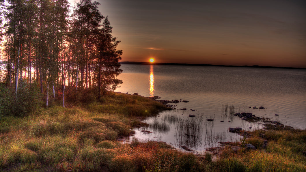 Poukama ja auringonnousu - valokuvatapetti: 2.3m(leveys) * 1.3m(korkeus)